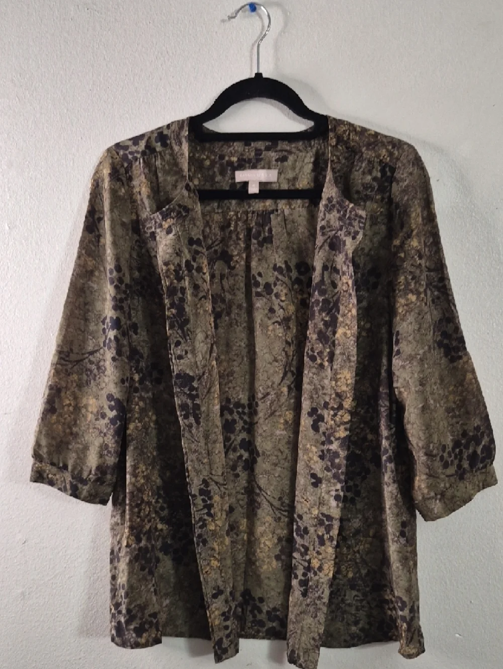 Banana Republic Olive & Black Printed Blouse with Tan Accents - Picture 7 of 7